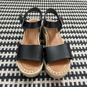 Universal Thread Black Faux Leather Espadrille Platform Sandals - Size 8